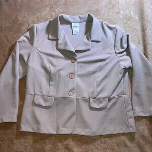 Bedford Fair Women‎ PXL Tan Blazer 3 Button Texture Office Business Jacket (T)